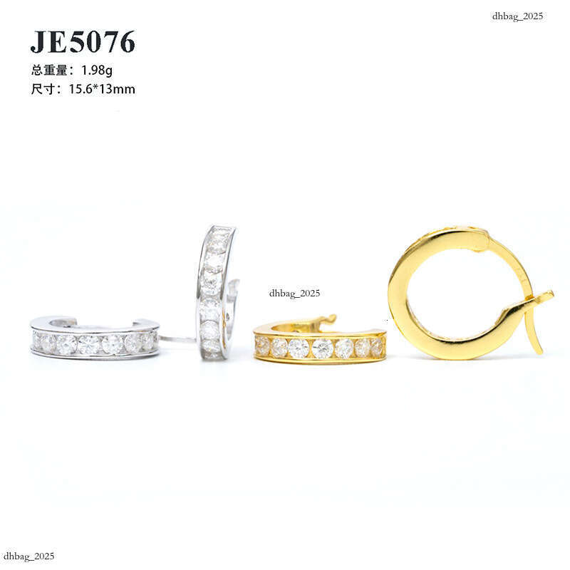 ICED OUT New Moissanite Inlaid Sier Gold-Plated Personality Trendy Hoop Earrings