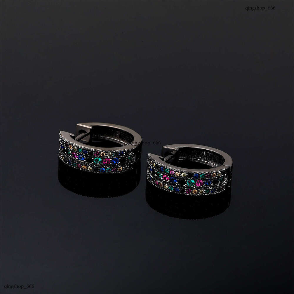 Hoop Micro Paved Colorful Zircon Individually Packaged Exquisite Hip-Hop Unisex Earrings Gold Australia