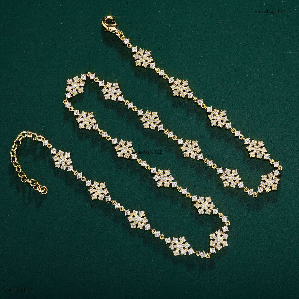 Jewelry Full Dia Christmas Snowflake Necklace Women's Clavicle Chain Niche High-end Design Bracelet