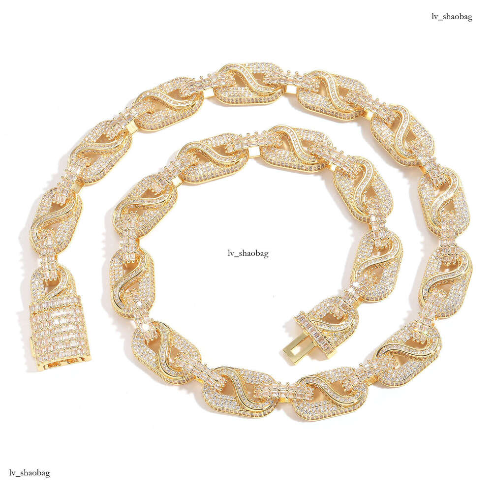 Meisa New T Square Mixed Moissanite chain Circulation Trendy Brand Fashion Personality Men's Hip-Hop Necklace