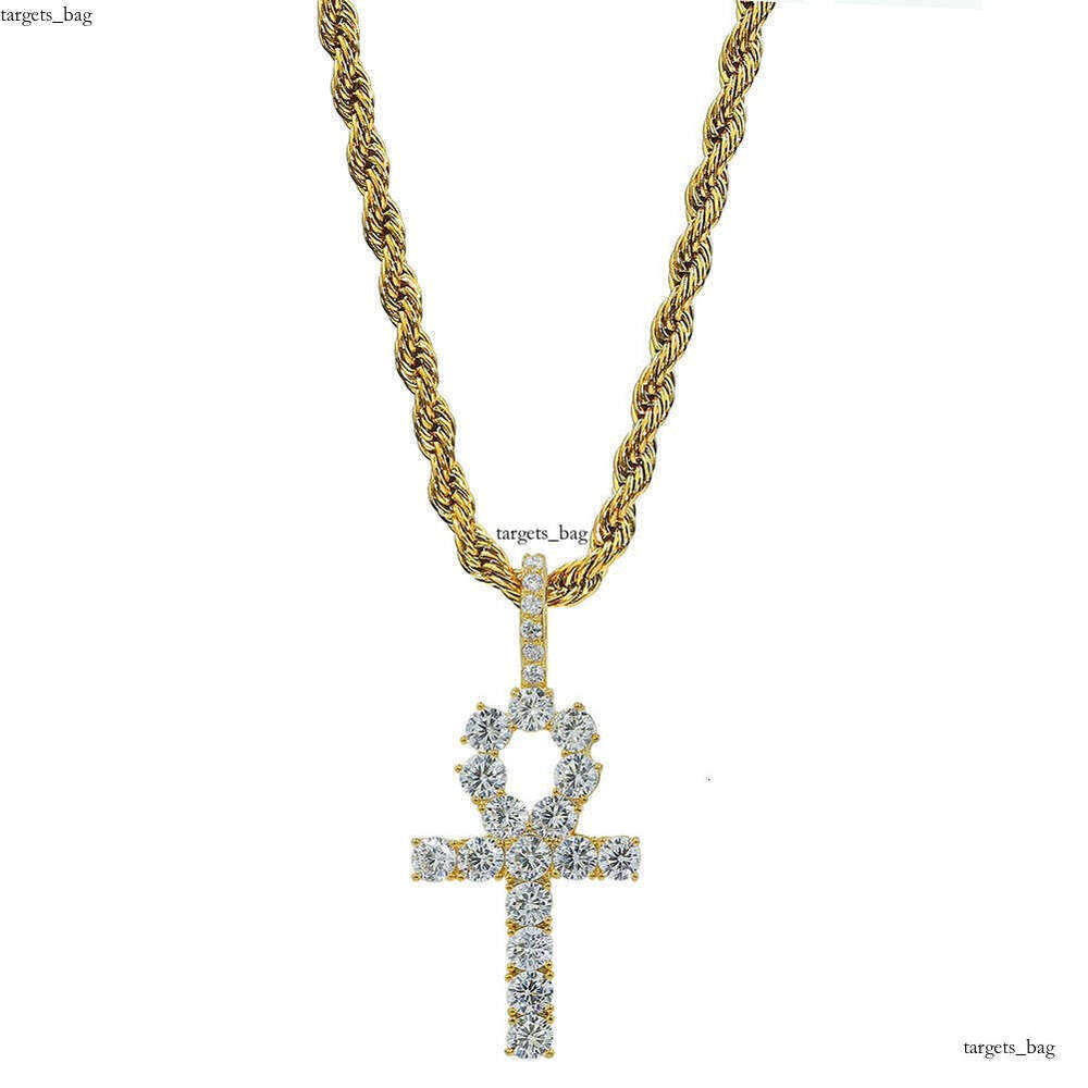 Hip Hop Cross Full Color Moissanite chain Pendant Fashion Personality Trendy Unisex Versatile Necklace Jewelry
