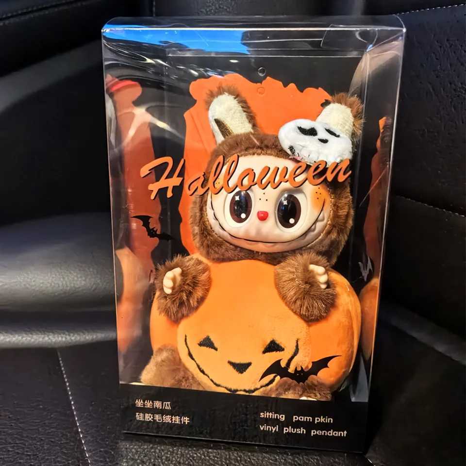 Halloween Pumpkin Labubu Monster PVC Figure Blind Box Ornamental Macaron Esmalte Heartbeat Face Decorative Doll Pendant Toy Gift R250809