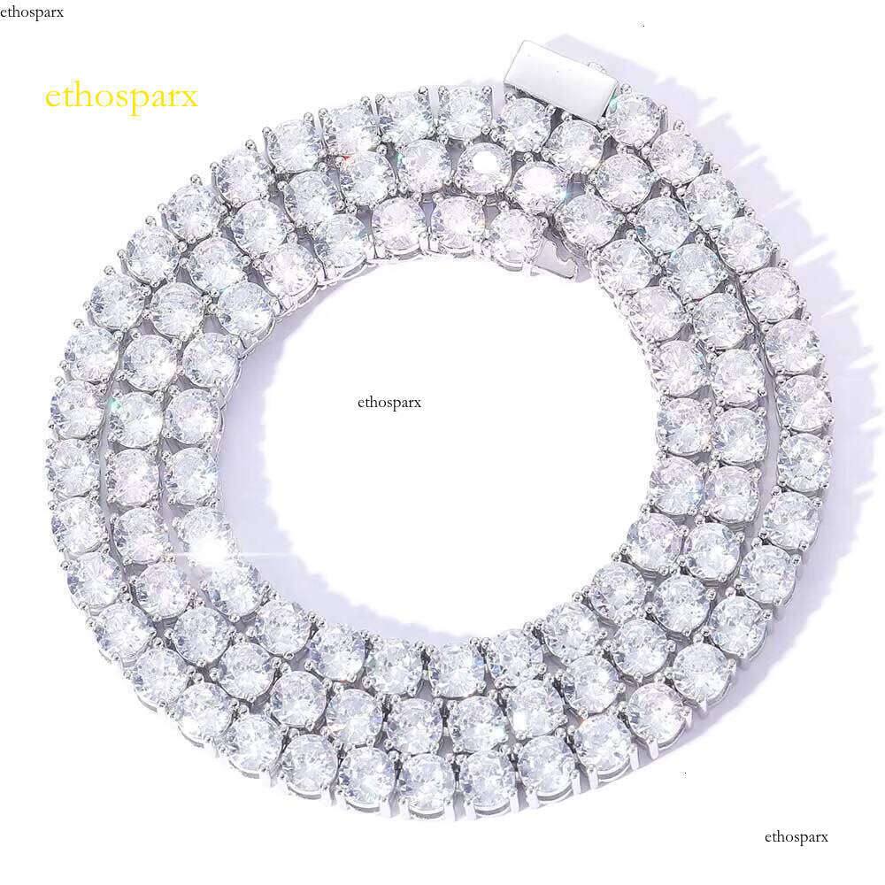 Hip Hop 5mm Iced Out Dia Bling Tennis Chain Necklace Women Gold Plated Brass Fine Jewelry for Party Gift