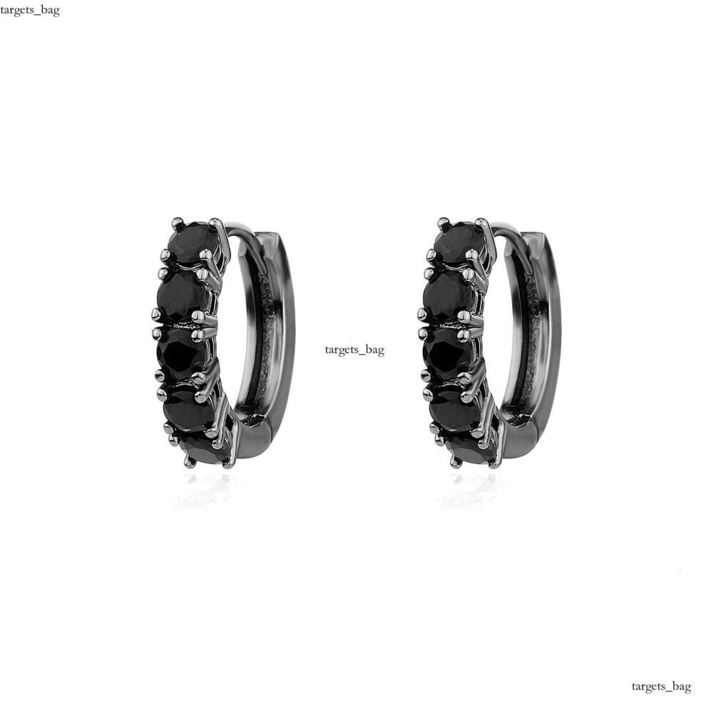 Single Row Zircon Hip-Hop Unisex Couple Hinge Hoop Trendy Personality Bling Earrings