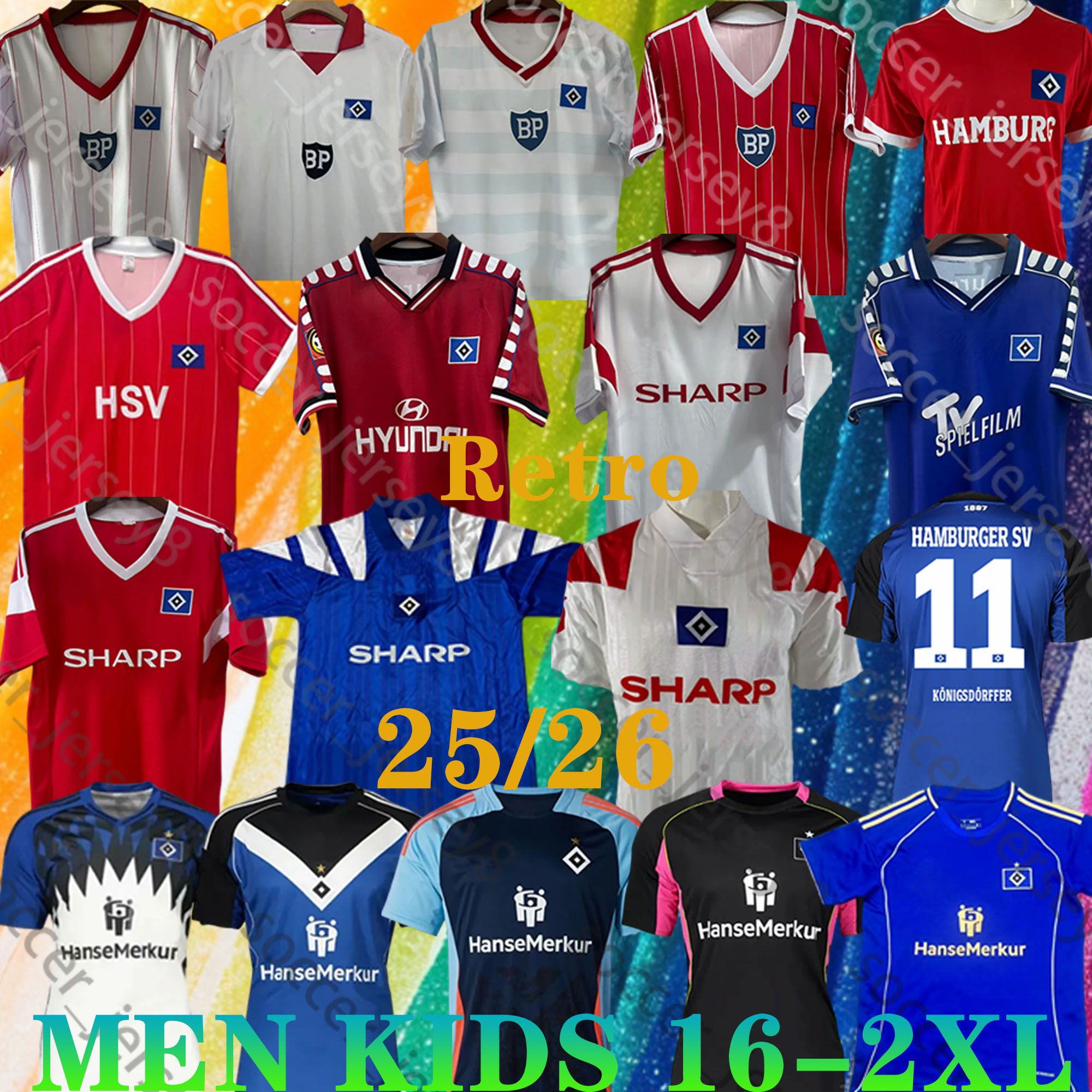 25 26 Hamburger SV Soccer Jerseys Retro 1983 84 88 74 75 Home DOMPE REMBERG GLATZEL 2025 2026 Football Shirts Kids kits HSV JATTA STANGE REMBERG SCHONLAU Men Uniforms