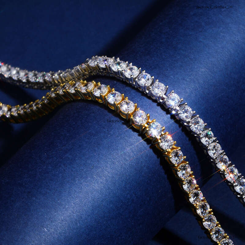 Fashion 3-5mm Sier Hip-Hop Single Row Full Moissanite chain Men's Necklace Tennis Chain