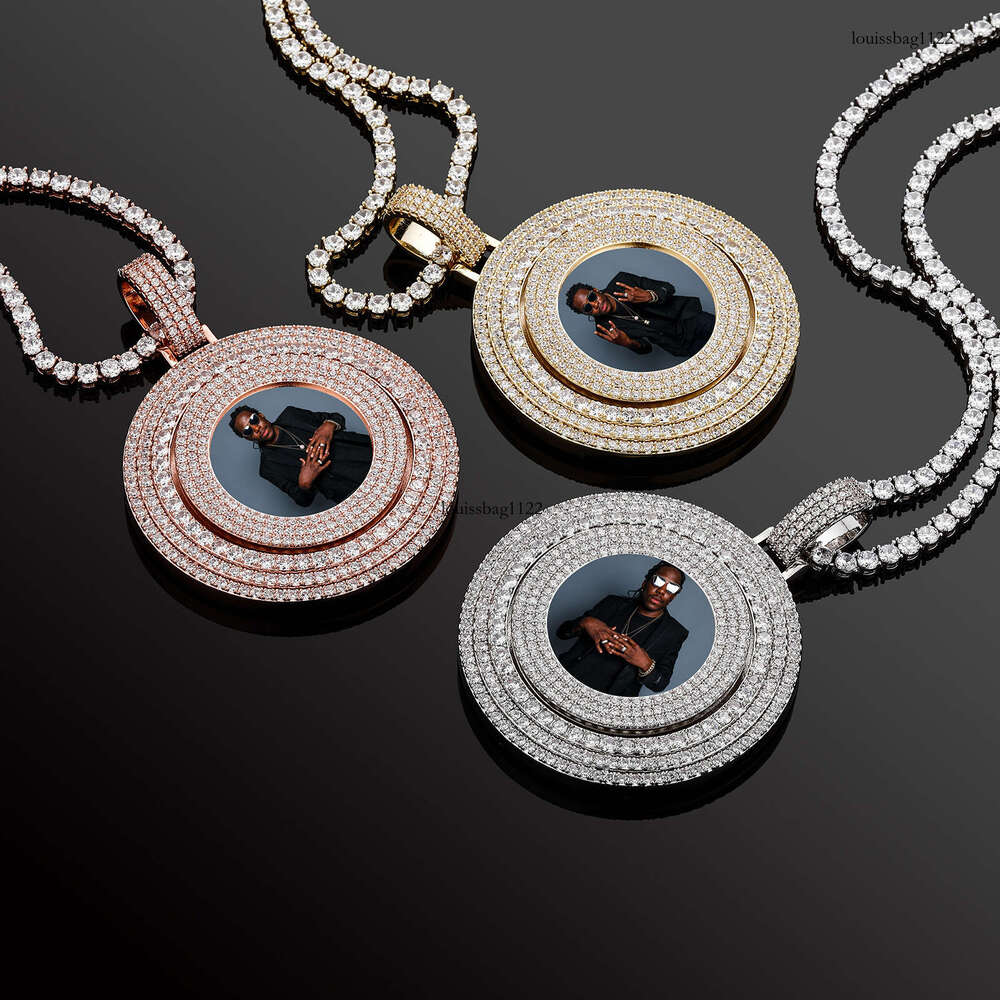 Personalized DIY Rotating Disc Men and Women Commemorative Necklace Large Round Plate Photo Pendant