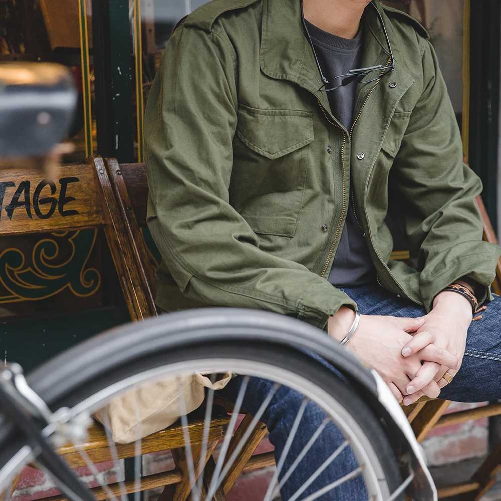 Mens Retro M65 Jackets for Men Green Outdoor Windbreaker Vintage Casual Solid Coat Mens Clothing Multi-Pocket Jacket W250809
