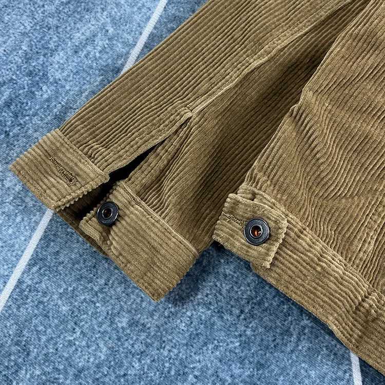 igh Quality Heavyweight 00% Cotton Corduroy Jacket Mens Thick Striped Velvet Lapel Jacket Autumn Japan Retro Short Workwear W250809