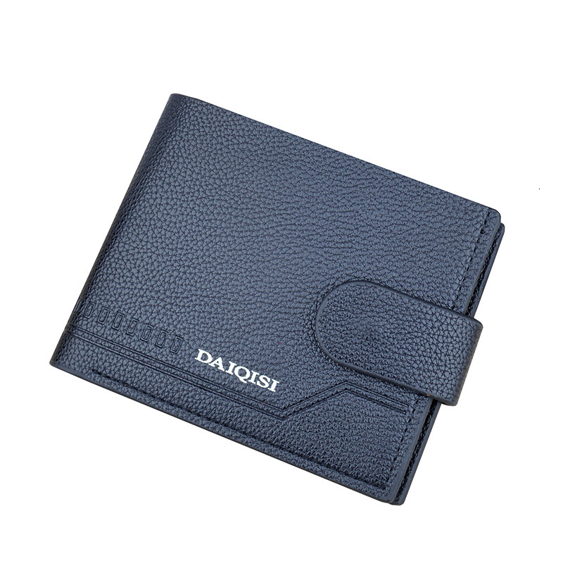 New Men's Designer Bag Short Wallet Youth Soft Leather Wallet Horizontal Fashion Luxury Bag Simple Buckle Lychee Pattern Wallet