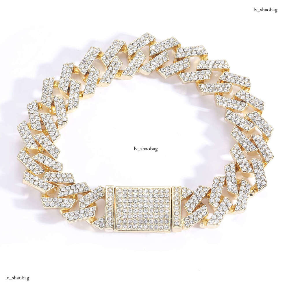 15mm Dia-Shaped Cuban Chain Alloy Inlaid with Dias Men's Cool Hip-Hop Necklace