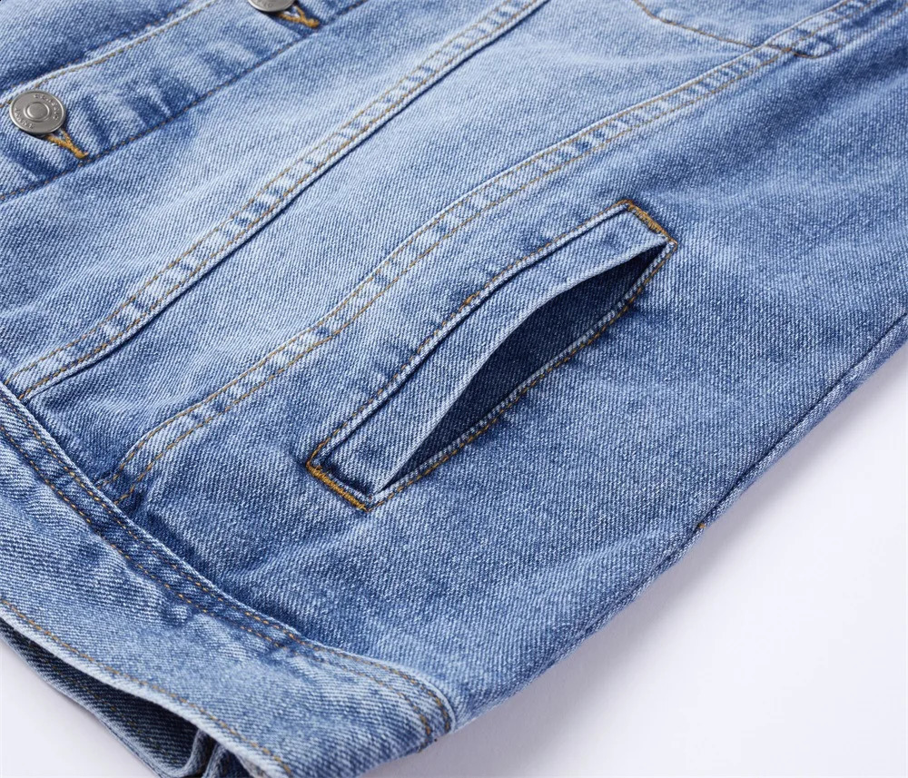 Mens Cargo Denim Vest Multi Pockets Sleeveless Jacket Fashion Washed Jeans Waistcoats Male Waistcoats Vests Sleeveless Jackets 250805