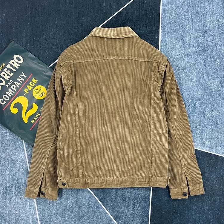igh Quality Heavyweight 00% Cotton Corduroy Jacket Mens Thick Striped Velvet Lapel Jacket Autumn Japan Retro Short Workwear W250809