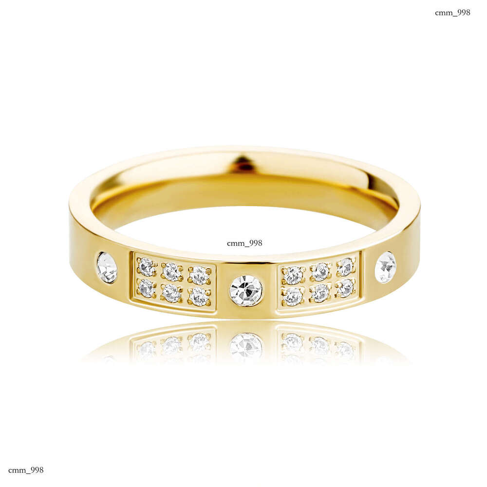 Minimalist Style Non-Fading Titanium Steel Inlaid Diamond Ring for Women INS Trendy Couple Rings