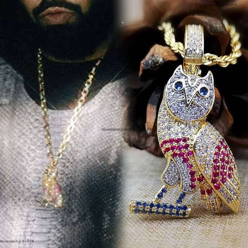 Men's Women's Elegant Hiphop Fine Jewelry Iced-Out with Zircon Owl Pendant in Sier and Gold Pendants & Charms Gift