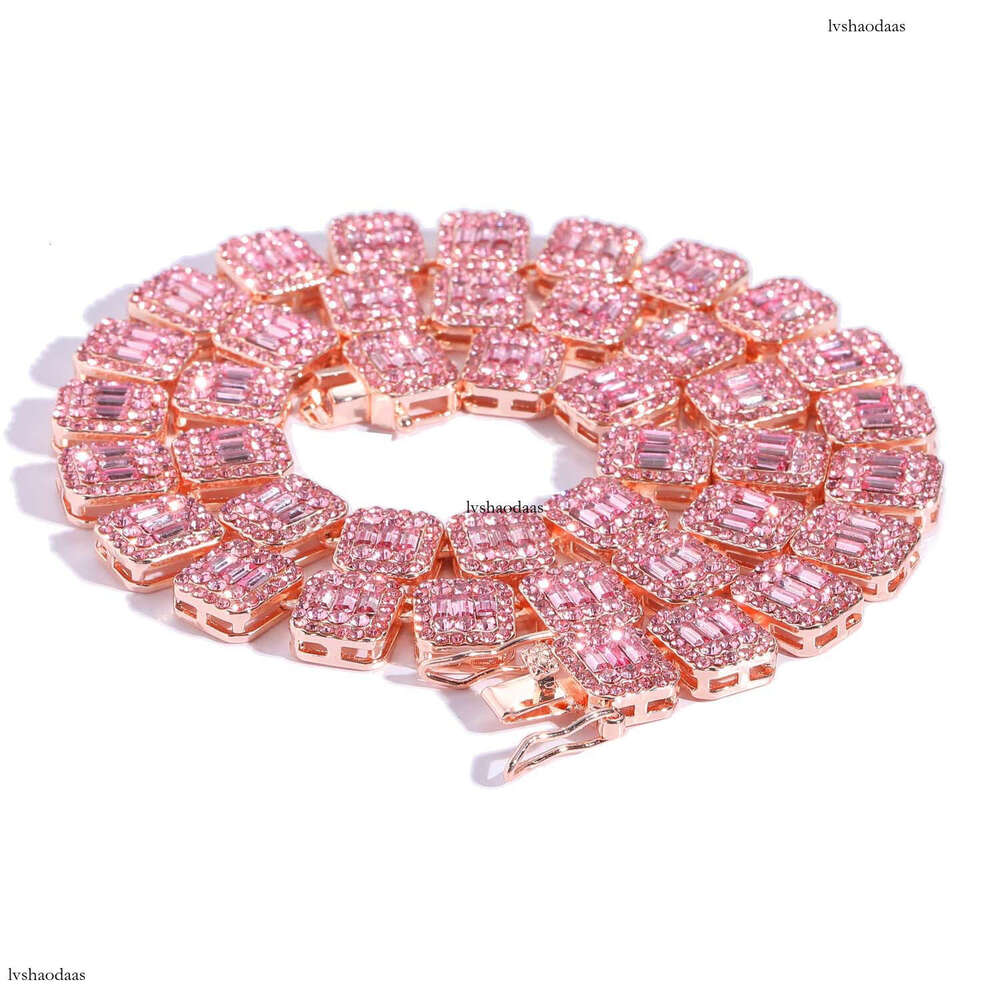 New Hip-Hop 13mm Square Round Cuban Chain Full Dia Men's Trendy Necklace