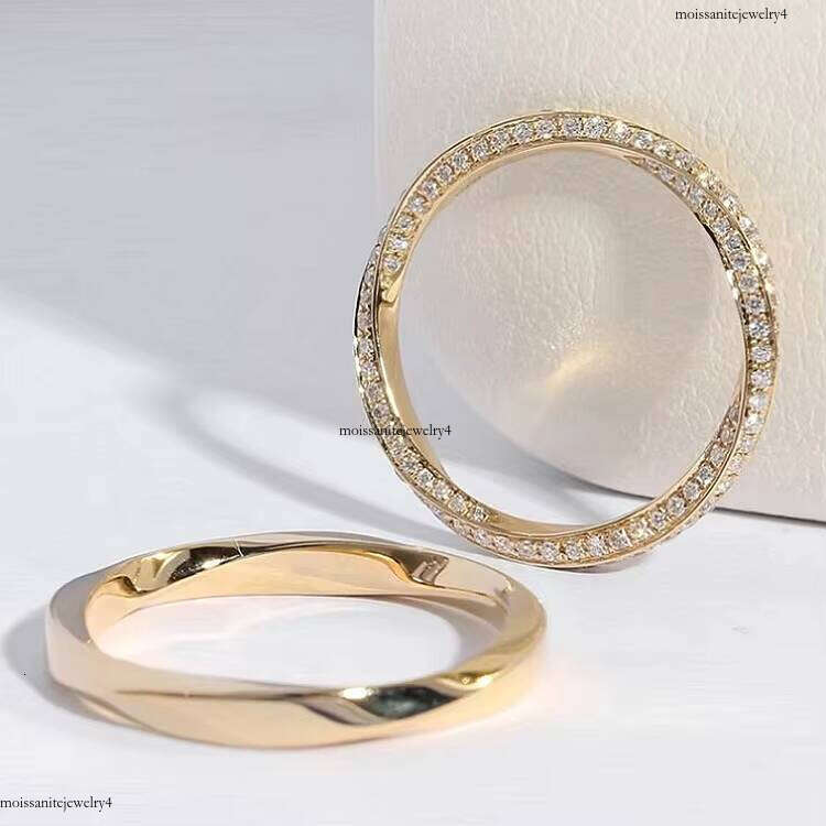 Custom Mobius Moissanite 14k Yellow Rose Gold Fashion Rings Engagement Wedding Ring Jewlery for Women Birthday Gi