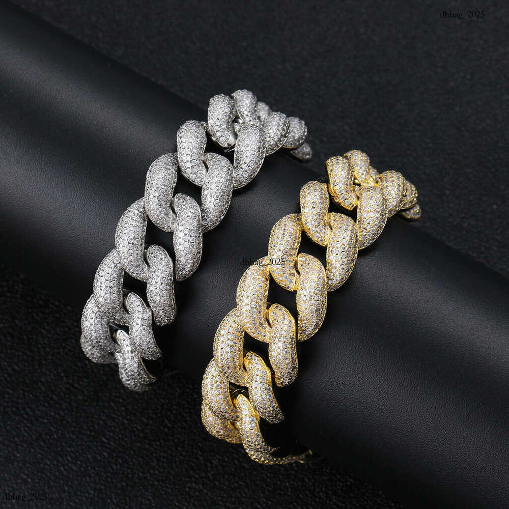 New Hip-Hop 18mm Encrypted Bubble Cuban Chain Spring Clasp Full Zircon Dominant Bracelet