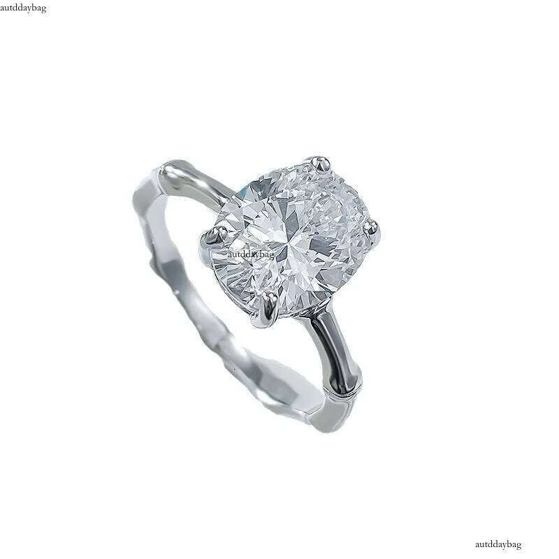 2024 Choucong Wedding Rings Ladies Jewelry Real 100% Sterling Sier Oval Cut White Moissanite Dia Gemstones Party Bamboo Knot Women Ring Gift