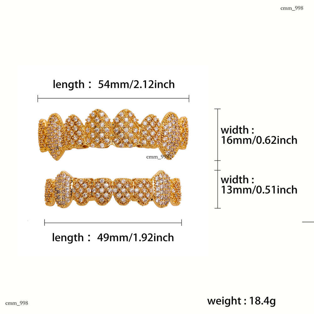 Sharp Eight Full Dia Sterling Silver Inlaid Zircon Grills Hot Hip Hop Teeth Jewelry