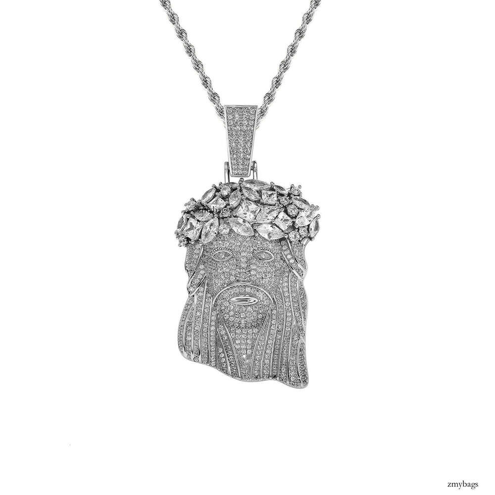 Hip Hop Full Dia Sterling Silver Moissanite chain Head High-end Personality Jewelry Necklace Men's Pendant