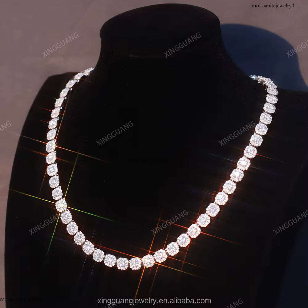 XG Pass Dia Tester Cluster Sier Chain Necklaces Vvs Moissanite Tennis Chains