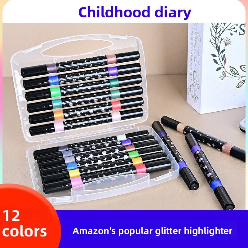 Wholesale Double-Headed Double-Color Children's Drawing Luminous Dwe74 Highlighter Journal Night Light