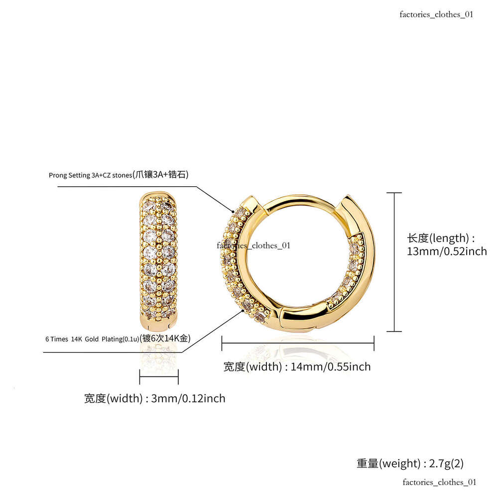 Double Row Zircon Hollow Light Fashion Hip Hop Earrings Exaggerated Personality Ear Jewelry