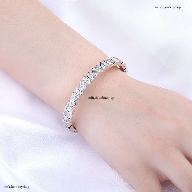INS Women's Heart Full Dia Bracelet New Fashion Simple Hip-hop Trendy Versatile Style