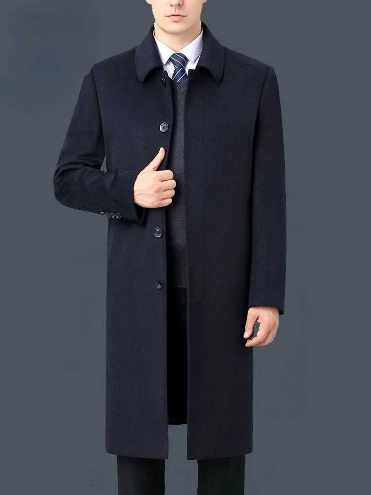 Autumn Winter 85% Cashmere Coat Mens Knee Long Woolen Jacket Business Casual Large Size Clothes Men Clothing Loose Warm Top 6XL XJ250809