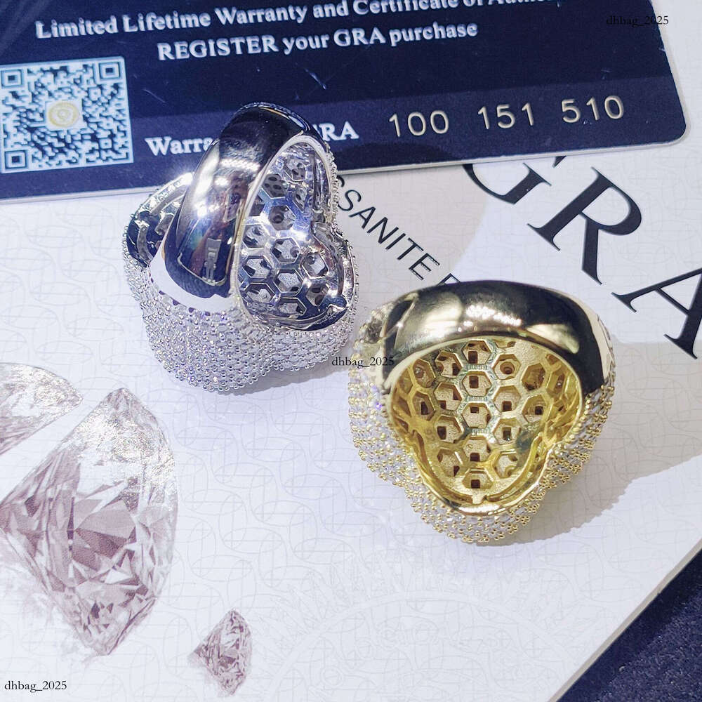 ICED OUT Hot-Selling Silver Inlaid Moissanite Hip-Hop Trendy Fashion Versatile Ring