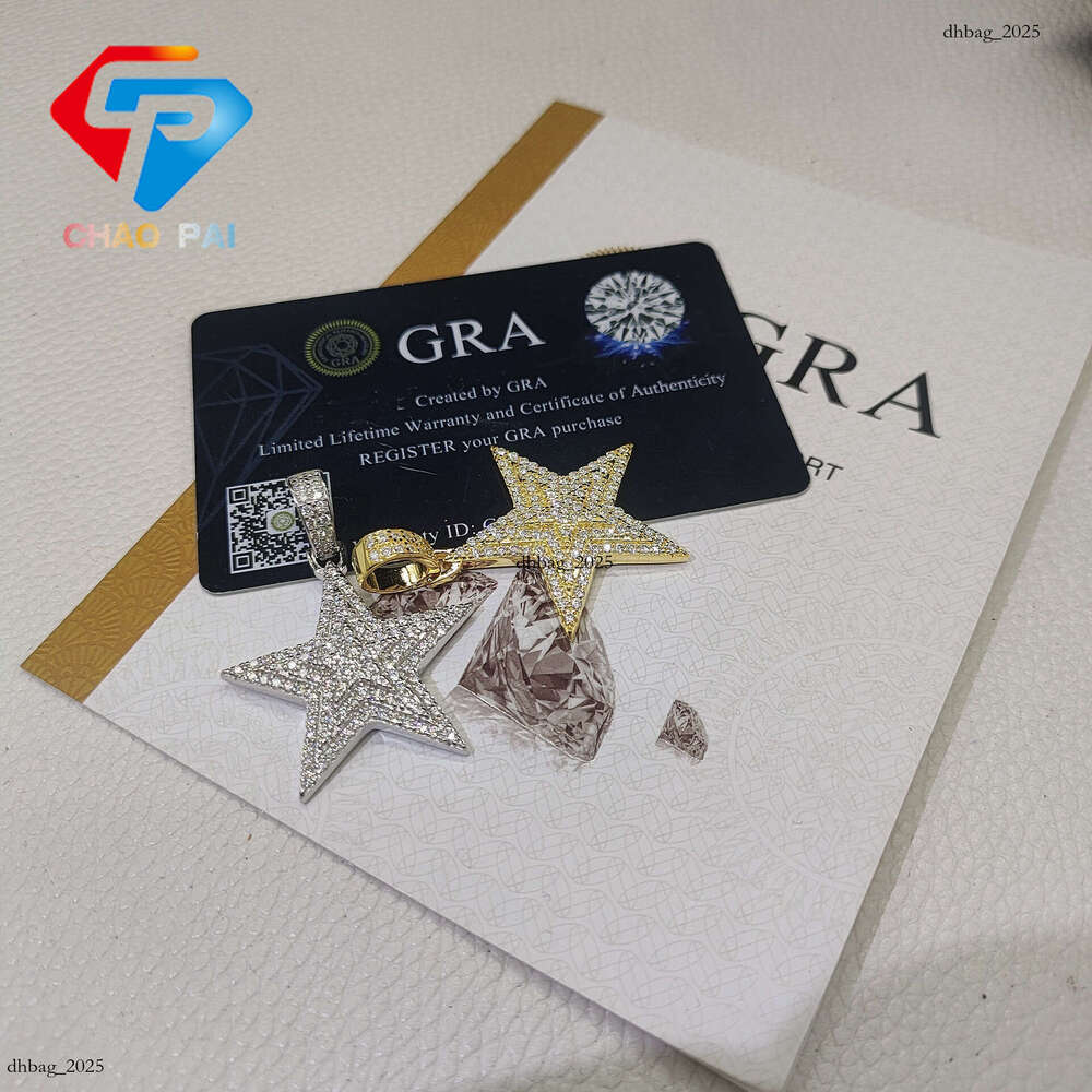 Hiphop New Sier Moissanite Hip Hop Pendant Star Trend Wearable 4MM Tennis Chain