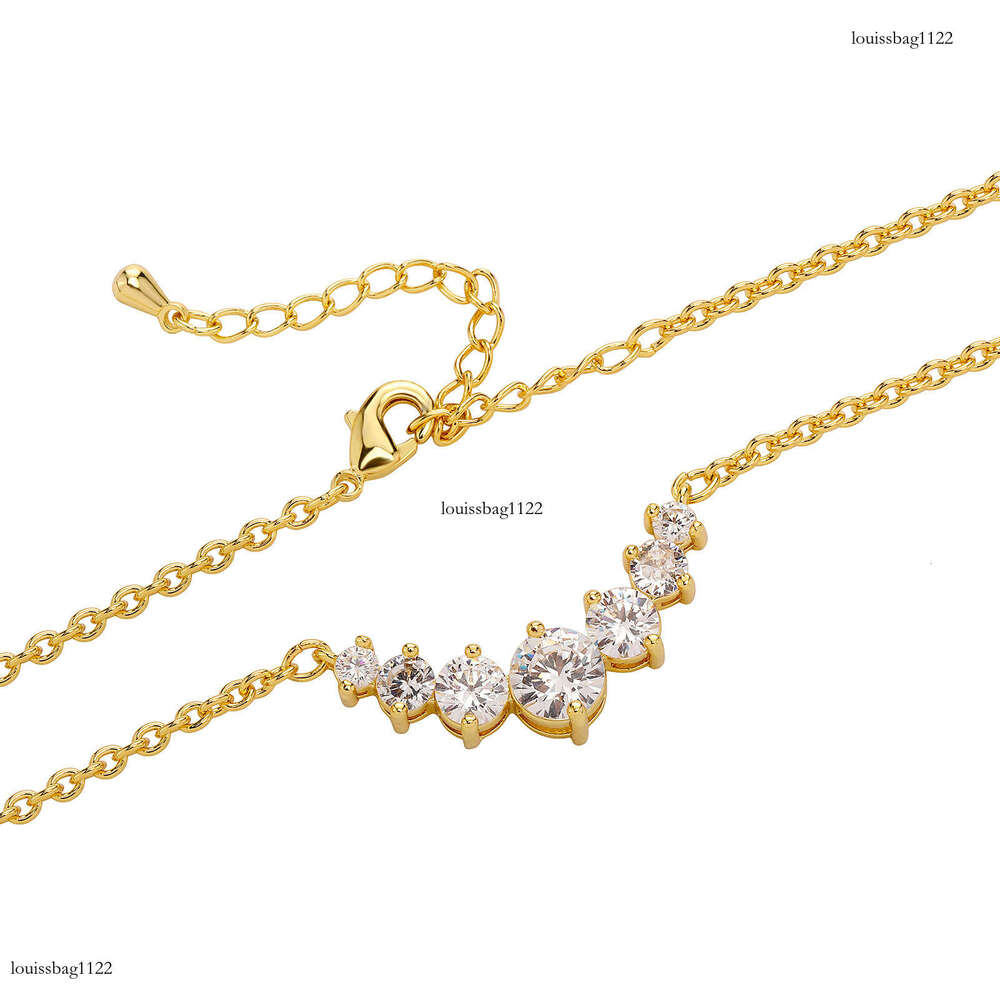 New Sterling Silver Micro-inlaid Gold-plated Smile Necklace for Women Simple Fashion Inlaid Moissanite chain Full Dia Clavicle Chain Pendant