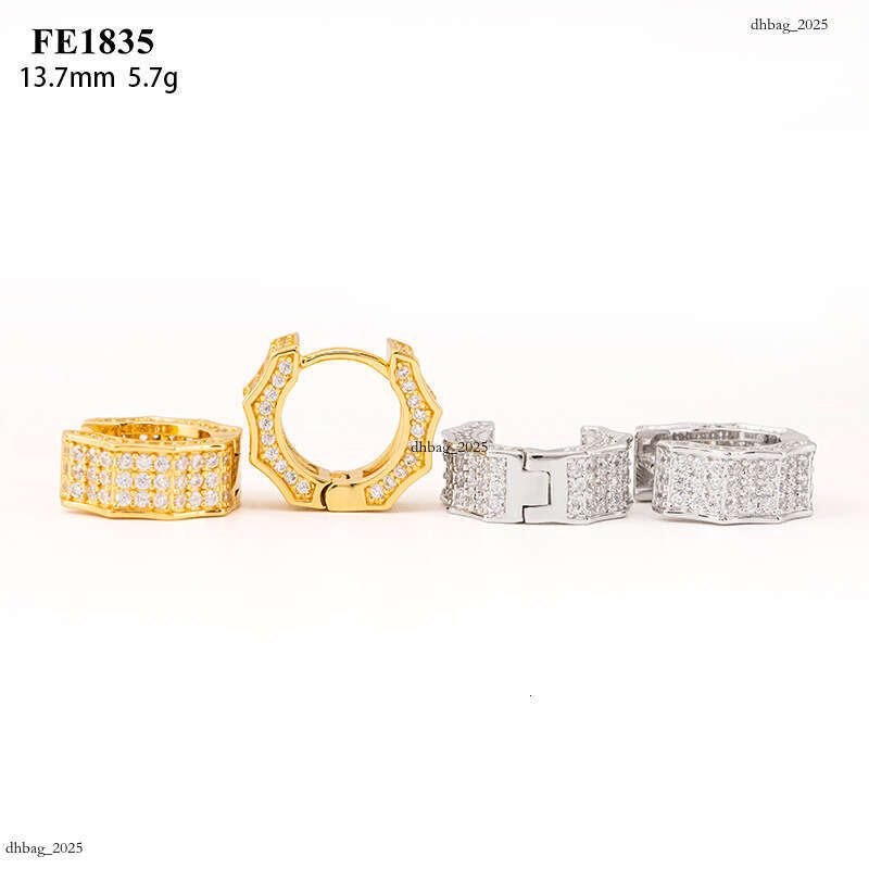 ICED OUT Hip Hop Sterling Sier Stud 5A Zircon Inlaid Men and Women Earrings