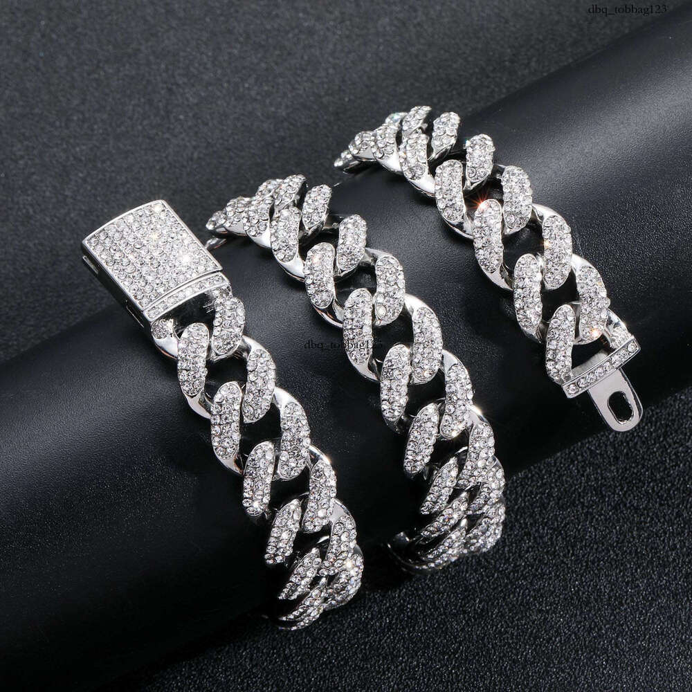 New 15mm Three Row Cuban Chain Full Dia Personality Trendy Men's Hip Hop Necklace