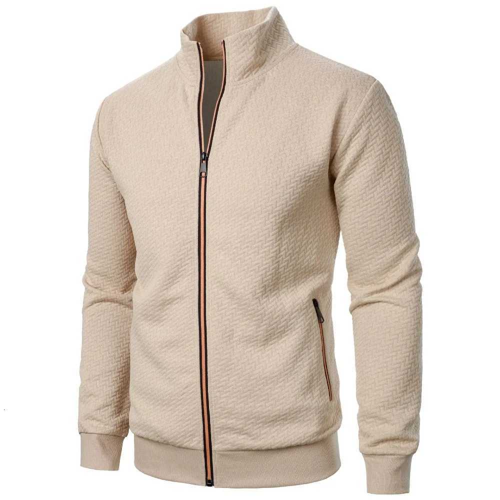 New Spring Autumn Zipper Stand Collar Hoodie Coat Mens Casual Jacquard Cardigan Sweatshirts Jackets for Men Contrast Color W250809