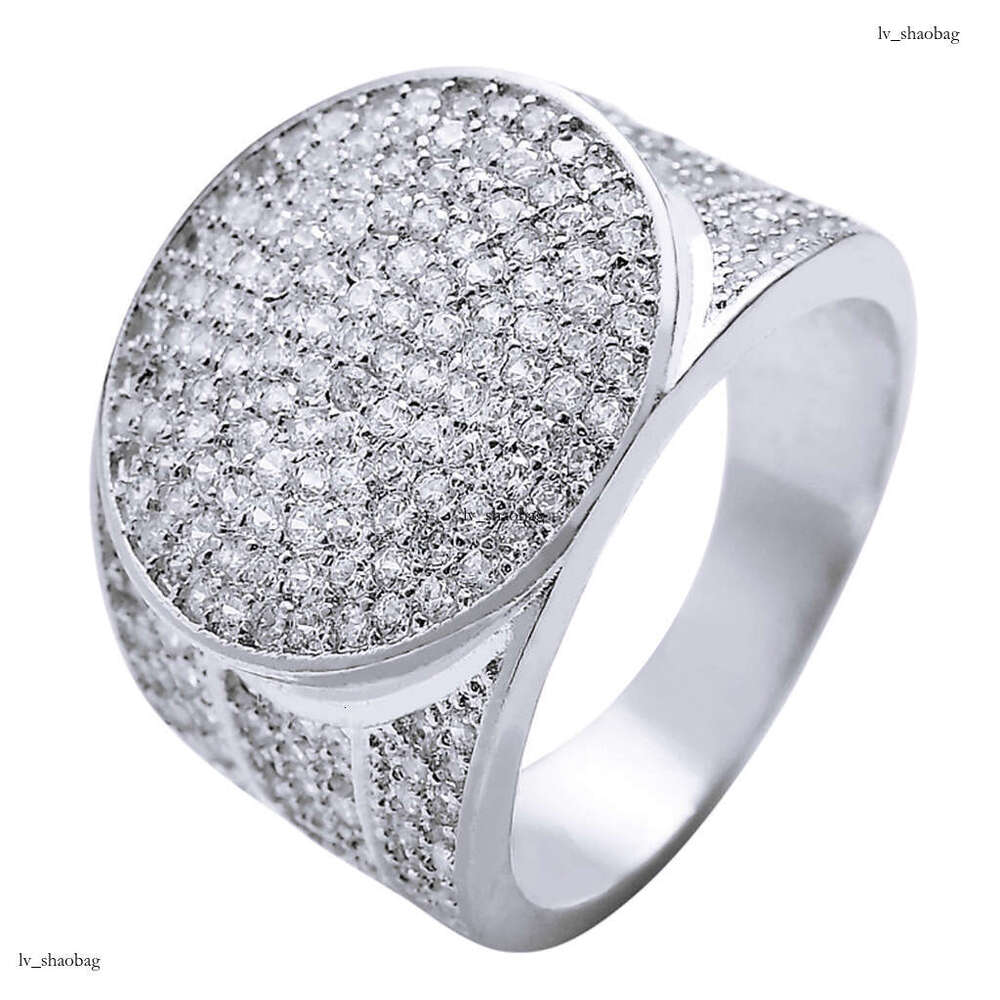 Real Plated Micro Paved Zircon Hip Hop Men's Personality Gold Ring