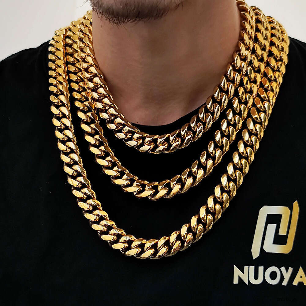 Titanium Jewelry Hip Hop Moissanite chain Double-Sided Buckle Round Polished Encrypted Sterling Silver Cuban Chain Men's Necklace