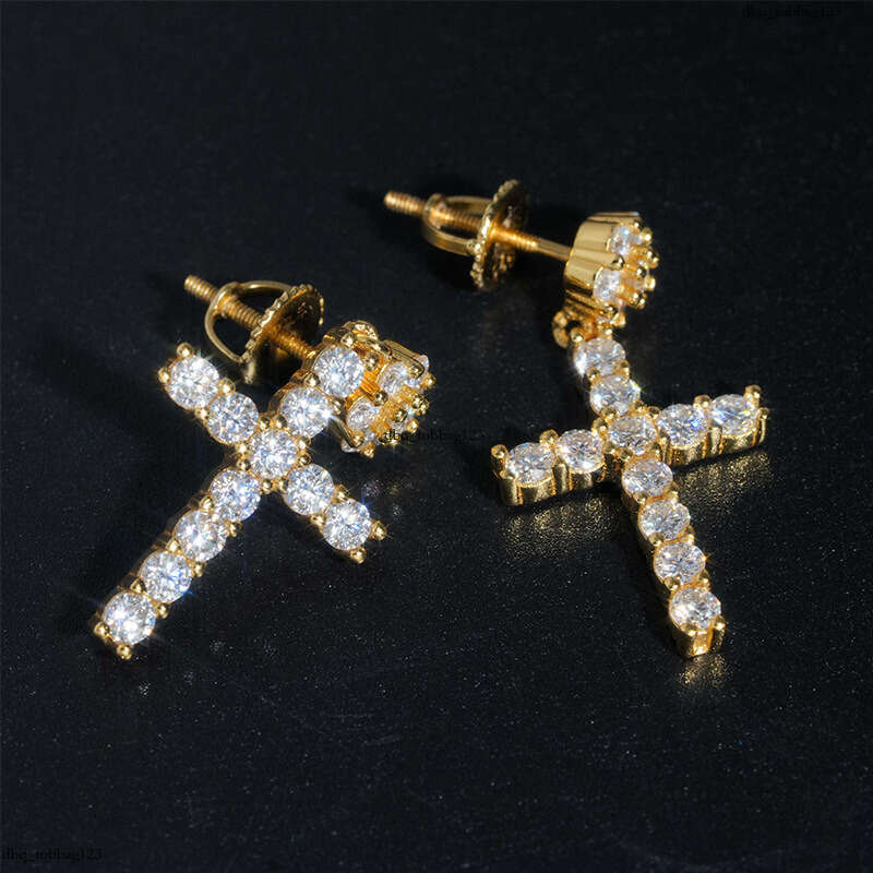 ICED OUT Hip-Hop Full Dia Cross for Men and Women, Personalized Moissanite Trendy Earrings