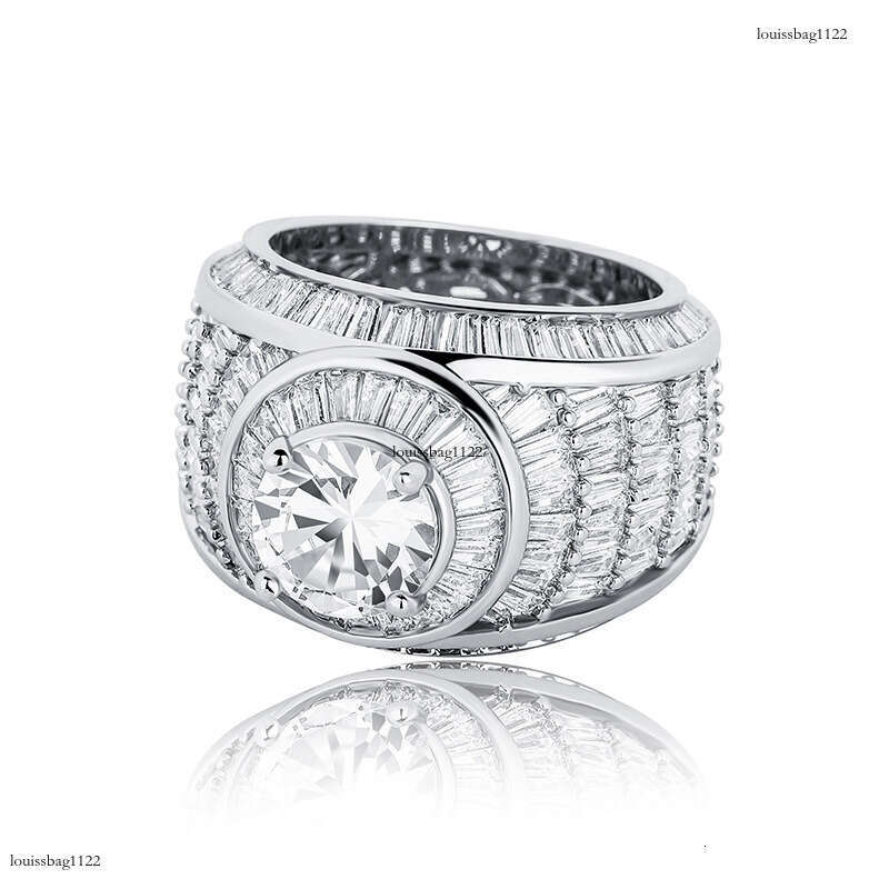 New Full Zircon Cluster Shape Jewelry Hip-Hop Trendy Men's Ring Bling