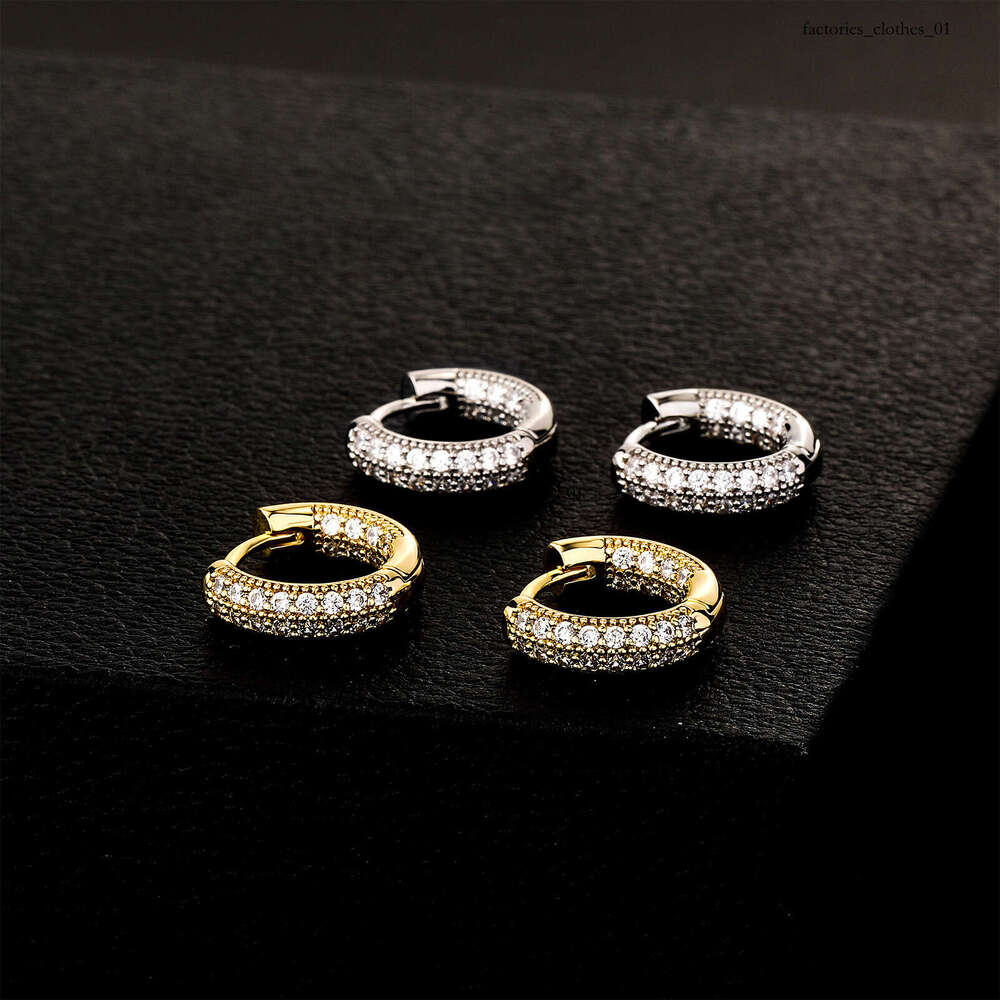 Double Row Zircon Hollow Light Fashion Hip Hop Earrings Exaggerated Personality Ear Jewelry