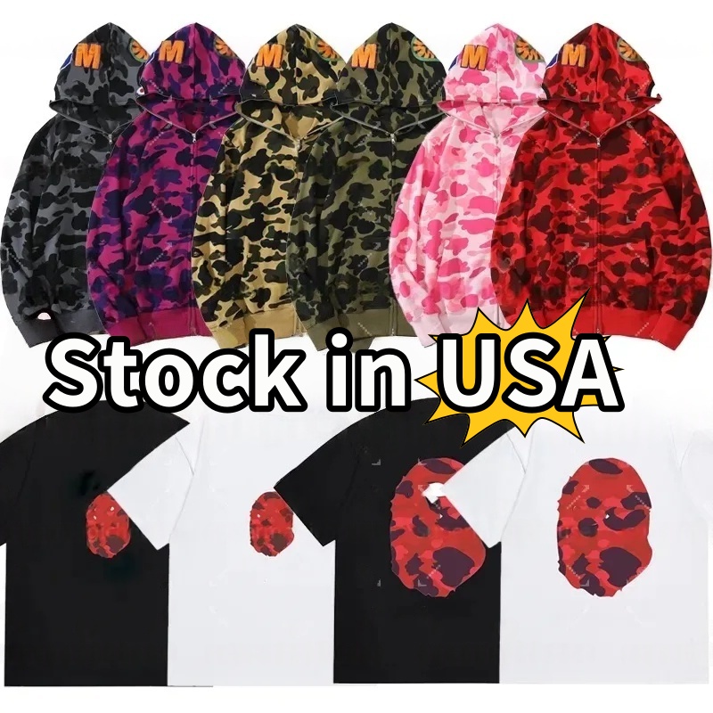 Baphoodies Mens Hoodies Designer Hoodie Men Shark Print Hoodie Harajuku Long Sleeve Zip Up Overshirt Print Sweatshirt Casual Streetwear Fashion Clothing Outfit