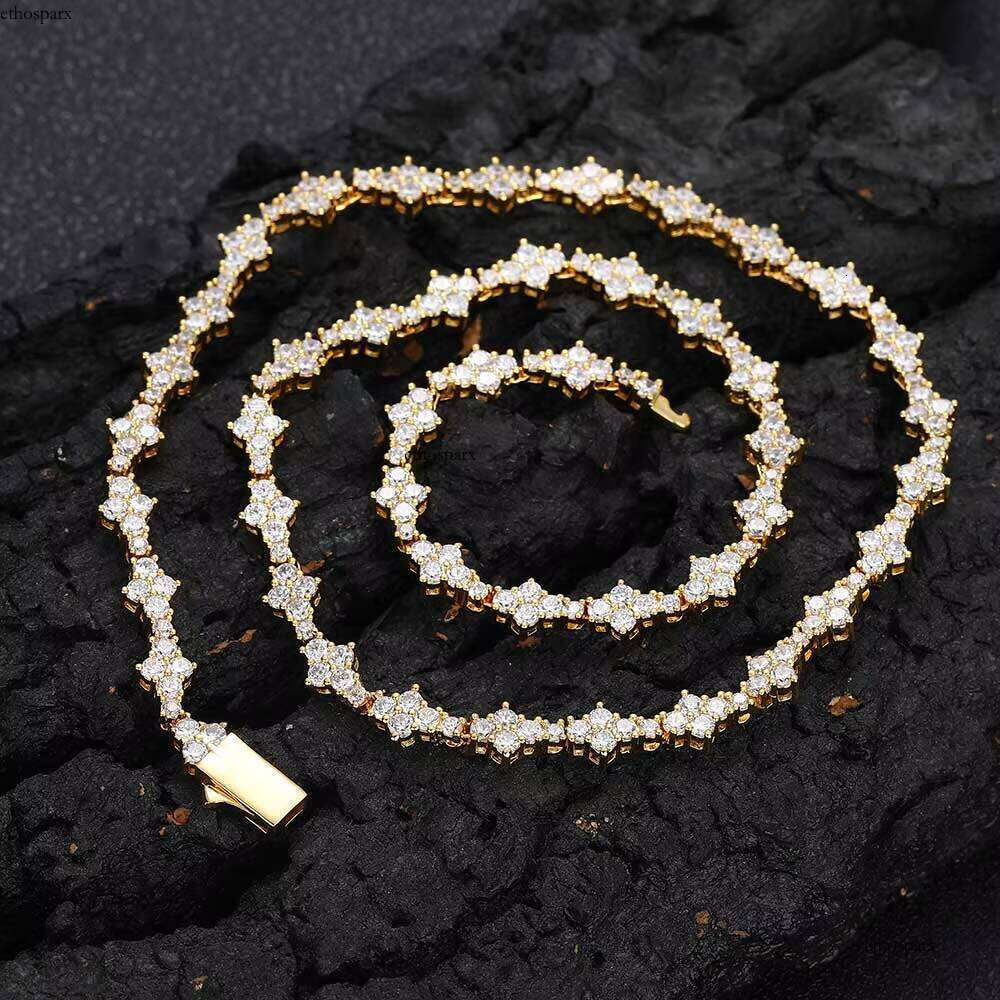 NUOYA 6.5mm Hip Hop Jewelry Sier Plated for Women Bling Dia Tennis Chain Necklace