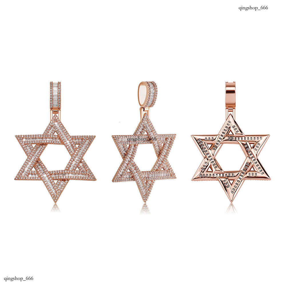 Ti Square Moissanite chain Hexagram Starry Sky Star of David Unisex Versatile Necklace Pendant