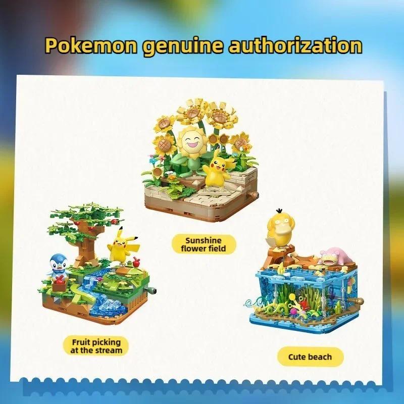 Pokemon Series Building Blocks Pikachu Psyduck Pogaman Cartoon Figure Model Bricks Desktop Ornaments Kids Toys Holiday Gifts