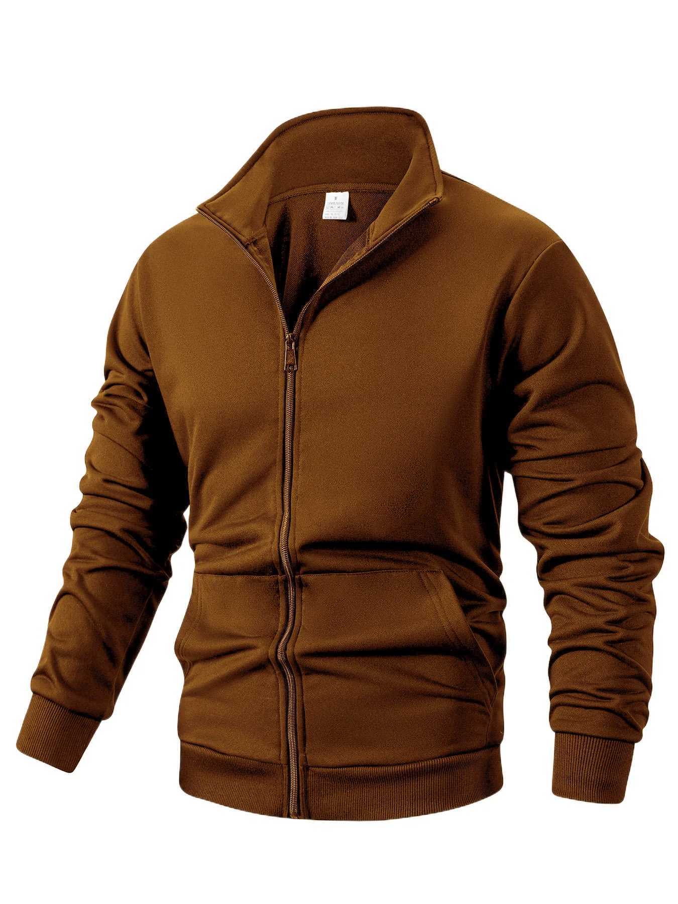 Mens Casual Sports Zipper Stand Collar Jacket Mens Solid Color Cardigan Jacket Outdoor Sports Coat Windbreaker Jacket for Men W250809