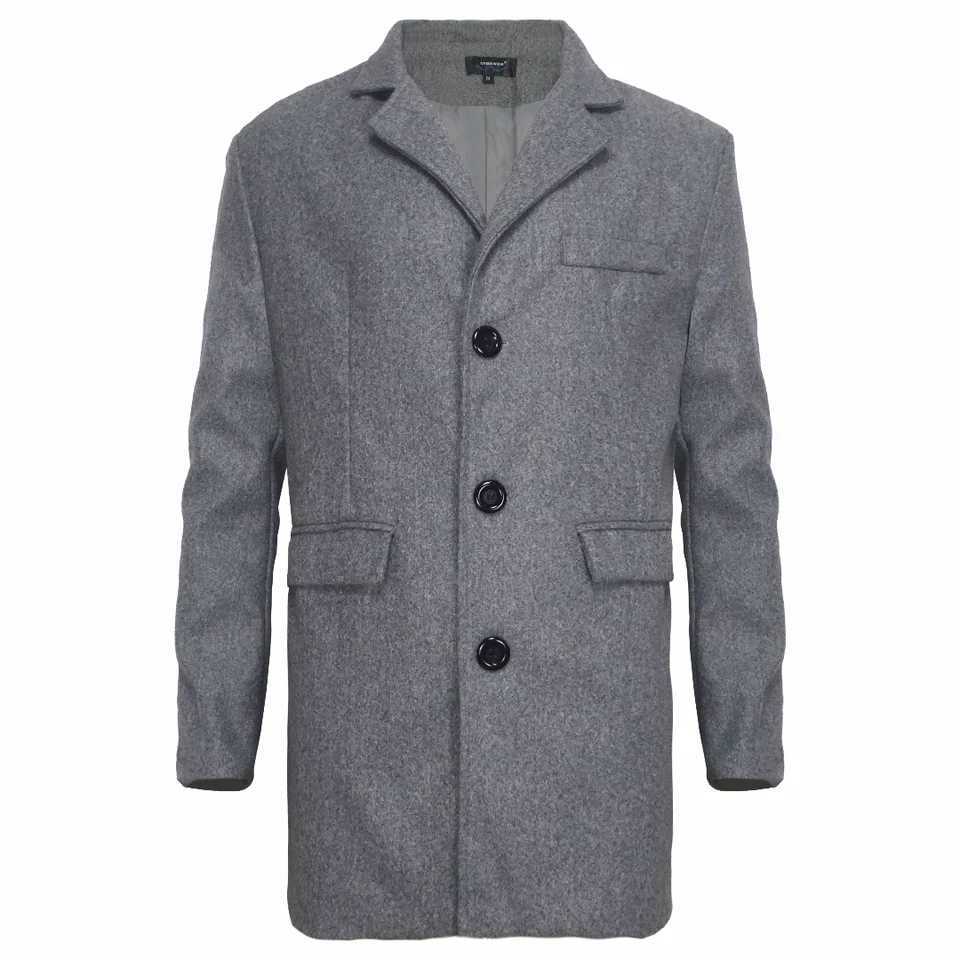 Autumn Winter Mens Casual Wool Coat British Style Mens Long Sleeve Wool Jacket Lined XJ250809