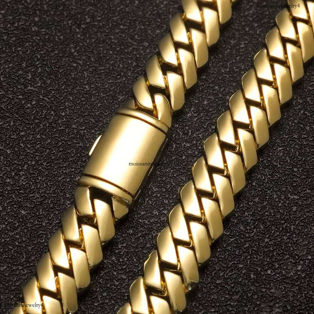 NUOYA 12mm Miami Cuban Link Chain Gold Plated Brass Hip Hop Jewelry Custom Rapper Men's Bracelet Gift