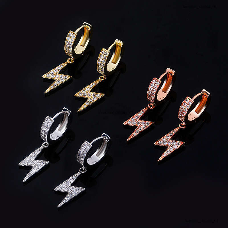 Ins Lighing Full Zircon Hip Hop Simple Gold Plated Women's Earrings