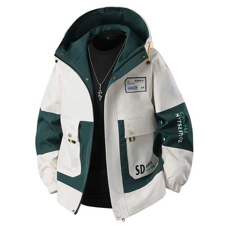 Autumn and Spring New Fashion Trend Sports Hooded Workwear Jacket Mens Casual Loose Comfortable Windproof Plus Size Coat W250809